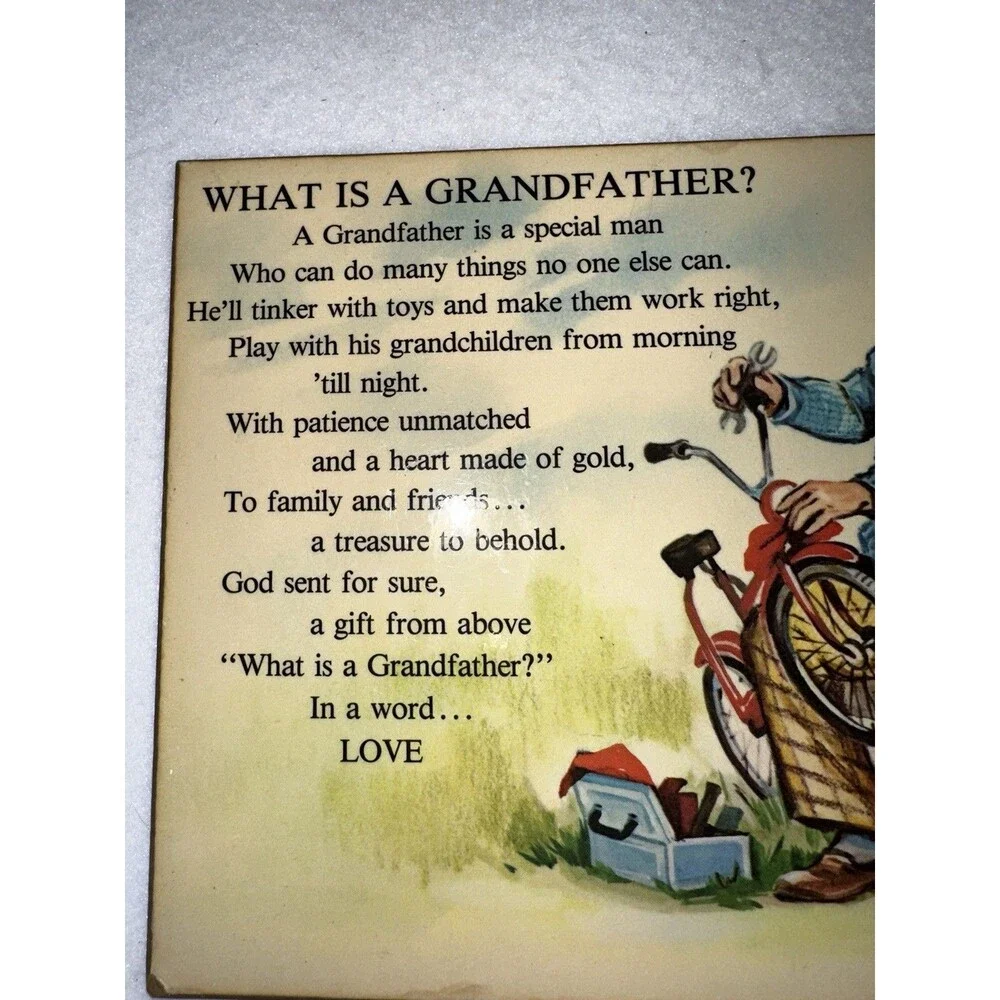 Living Quotes 1979 Russ Berrie Grandfather Poem Wall‎ Plaque Art Decor